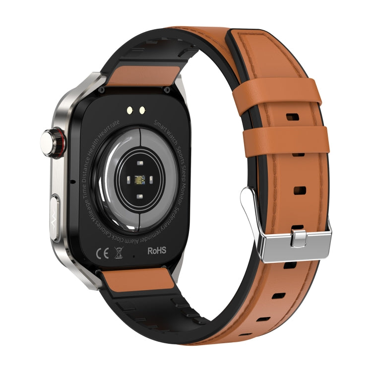 TK16 2.04 inch LCD Screen Leather Strap Smart Watch Supports Health Monitoring(Brown) - Smart Watches by PMC TechLife | Online Shopping South Africa | PMC TechLife | Buy Now Pay Later Mobicred