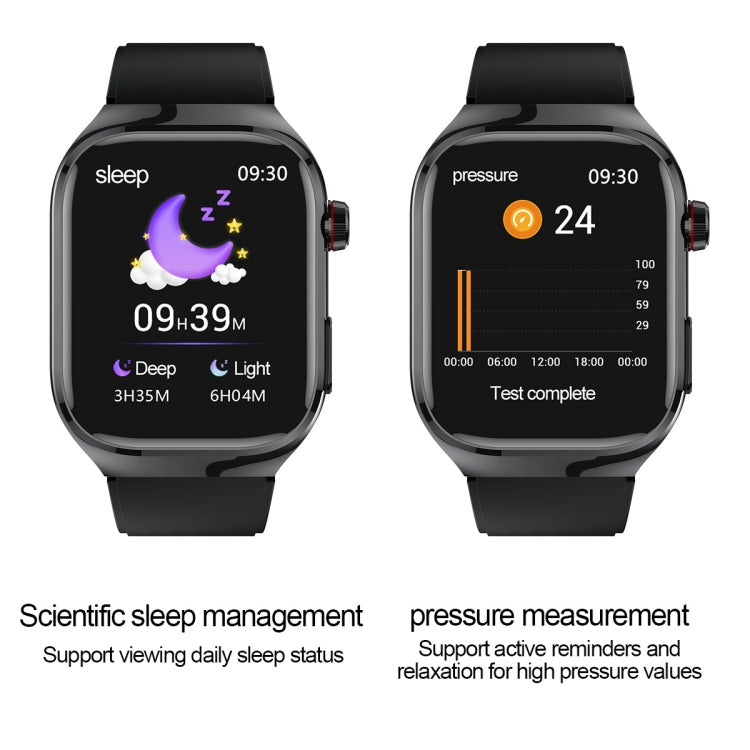 TK16 2.04 inch LCD Screen Leather Strap Smart Watch Supports Health Monitoring(Black) - Smart Watches by PMC TechLife | Online Shopping South Africa | PMC TechLife | Buy Now Pay Later Mobicred