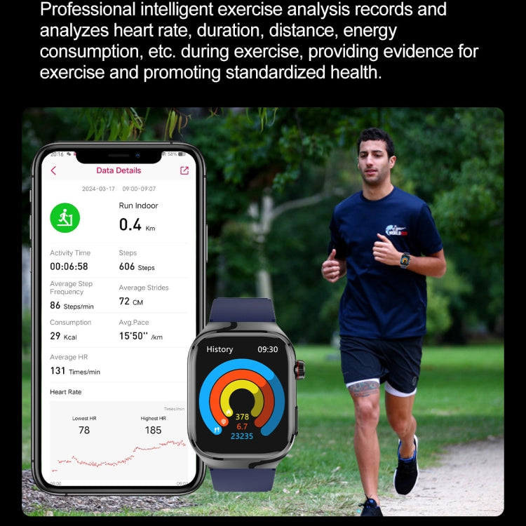 TK16 2.04 inch LCD Screen Leather Strap Smart Watch Supports Health Monitoring(Black) - Smart Watches by PMC TechLife | Online Shopping South Africa | PMC TechLife | Buy Now Pay Later Mobicred