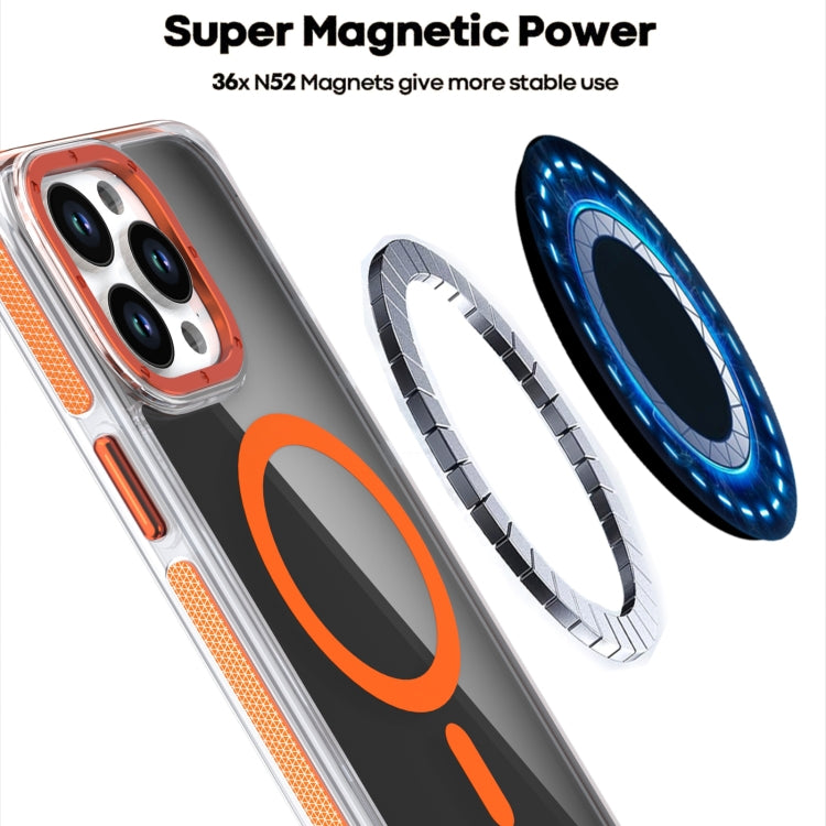 For iPhone 16 Pro Max Magsafe Dual-Color Transparent Black Full Coverage Phone Case(Orange) - iPhone 16 Pro Max Cases by PMC TechLife | Online Shopping South Africa | PMC TechLife | Buy Now Pay Later Mobicred