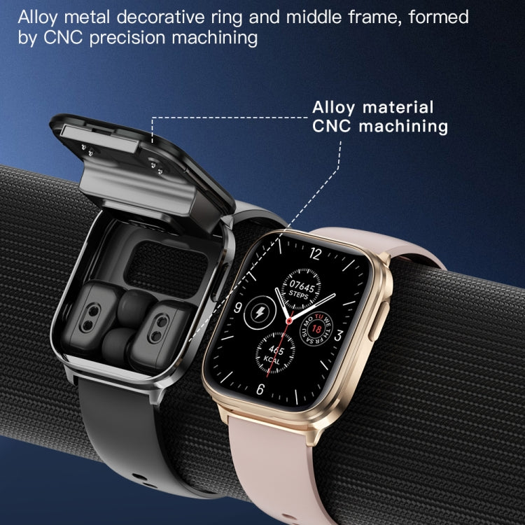 X9 1.85 inch Square Screen 2 in 1 Bluetooth Earphone Smart Watch(Gold Pink) - Smart Watches by PMC TechLife | Online Shopping South Africa | PMC TechLife | Buy Now Pay Later Mobicred