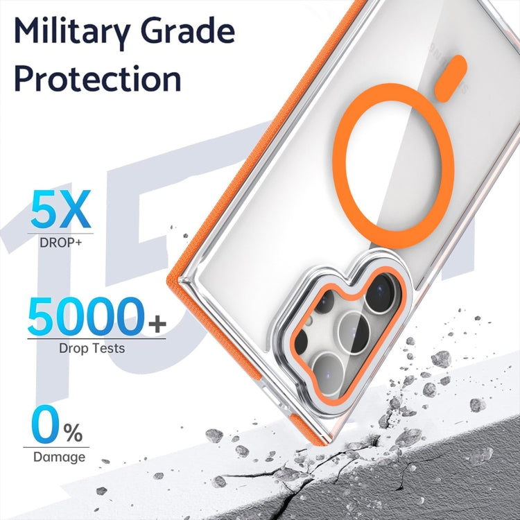 For Samsung Galaxy S24 Ultra 5G Dual-Color Clear Acrylic Hybrid TPU MagSafe Lens Film Phone Case with Holder(Gray) - free shipping - PMC Jewellery - Order now!