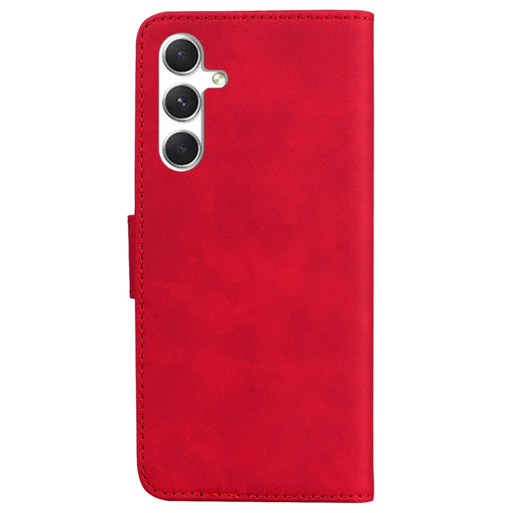 For Samsung Galaxy S25+ 5G Skin Feel Pure Color Flip Leather Phone Case(Red) - free shipping - PMC Jewellery - Order now!