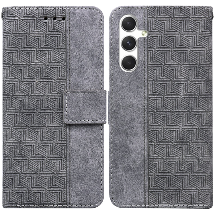 For Samsung Galaxy S25 5G Geometric Embossed Leather Phone Case(Grey) - Galaxy S25 5G Cases by PMC Jewellery | Online Shopping South Africa | PMC Jewellery | Buy Now Pay Later Mobicred