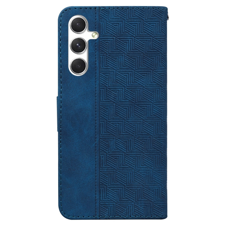 For Samsung Galaxy S25 5G Geometric Embossed Leather Phone Case(Blue) - Galaxy S25 5G Cases by PMC Jewellery | Online Shopping South Africa | PMC Jewellery | Buy Now Pay Later Mobicred