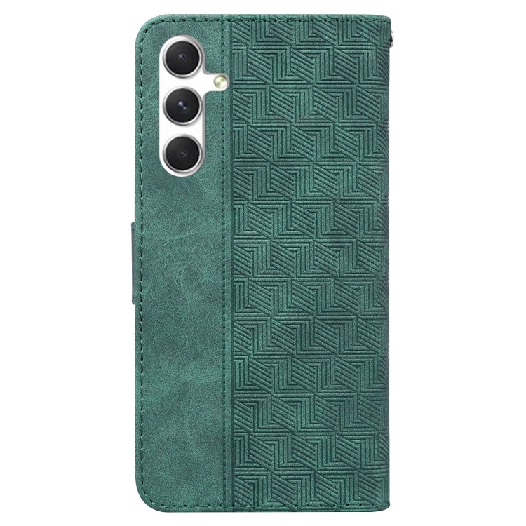 For Samsung Galaxy S25 5G Geometric Embossed Leather Phone Case(Green) - Galaxy S25 5G Cases by PMC Jewellery | Online Shopping South Africa | PMC Jewellery | Buy Now Pay Later Mobicred