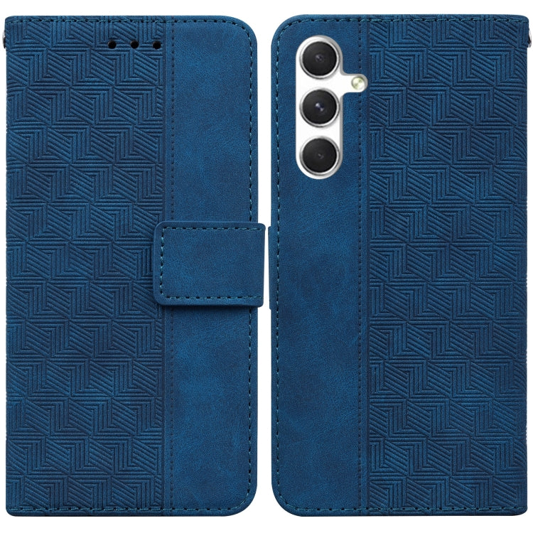 For Samsung Galaxy S25+ 5G Geometric Embossed Leather Phone Case(Blue) - Galaxy S25+ 5G Cases by PMC Jewellery | Online Shopping South Africa | PMC Jewellery | Buy Now Pay Later Mobicred