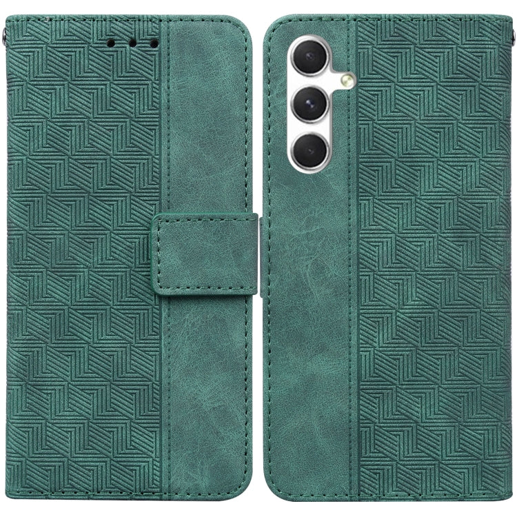 For Samsung Galaxy S25+ 5G Geometric Embossed Leather Phone Case(Green) - Galaxy S25+ 5G Cases by PMC Jewellery | Online Shopping South Africa | PMC Jewellery | Buy Now Pay Later Mobicred