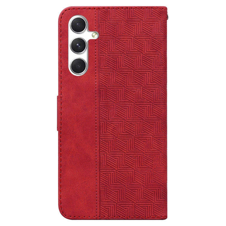 For Samsung Galaxy S25+ 5G Geometric Embossed Leather Phone Case(Red) - Galaxy S25+ 5G Cases by PMC Jewellery | Online Shopping South Africa | PMC Jewellery | Buy Now Pay Later Mobicred