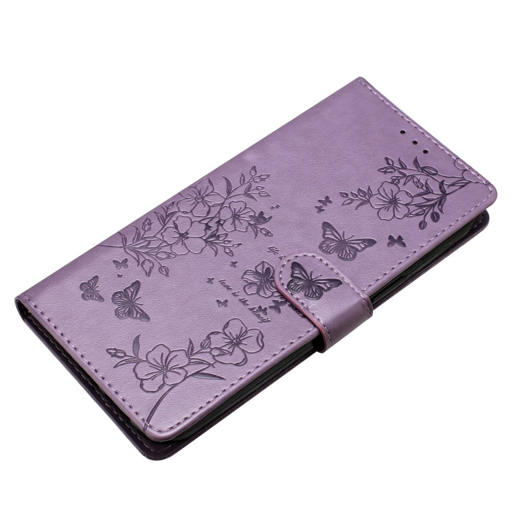 For Motorola Moto G Play 5G 2024 Butterflies and Flowers Leather Phone Case(Purple) - Motorola Cases by PMC Jewellery | Online Shopping South Africa | PMC Jewellery | Buy Now Pay Later Mobicred