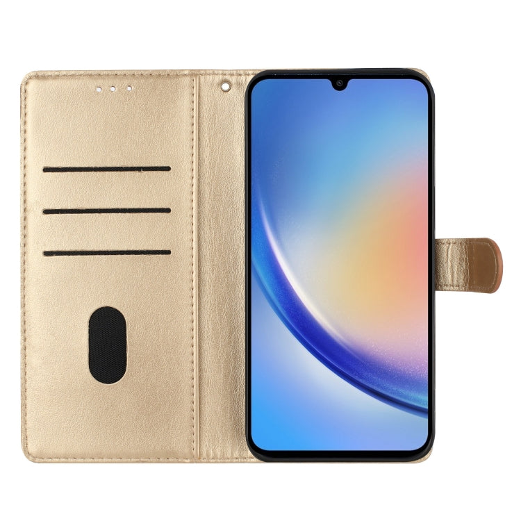 For Motorola Moto G Play 2024 Butterflies and Flowers Leather Phone Case(Gold) - Motorola Cases by PMC Jewellery | Online Shopping South Africa | PMC Jewellery | Buy Now Pay Later Mobicred