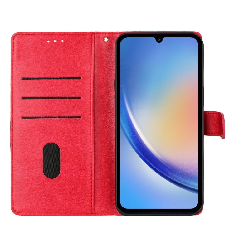 For Motorola Moto G Play 2024 Butterflies and Flowers Leather Phone Case(Red) - Motorola Cases by PMC Jewellery | Online Shopping South Africa | PMC Jewellery | Buy Now Pay Later Mobicred