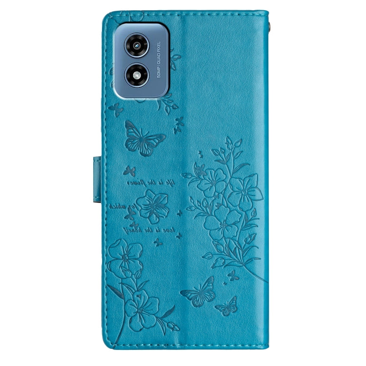 For Motorola Moto G Play 2024 Butterflies and Flowers Leather Phone Case(Blue) - free shipping - PMC Jewellery - Order now!