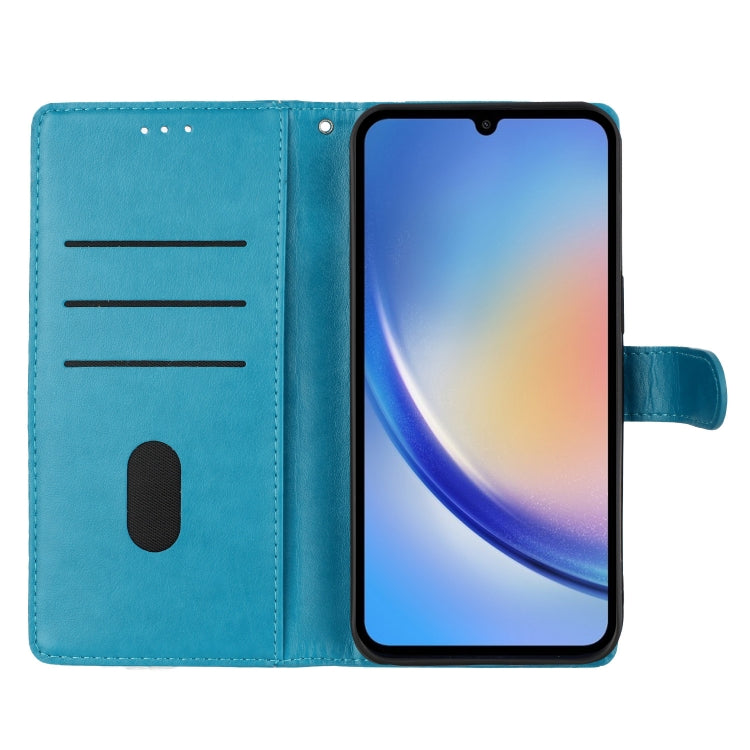 For Motorola Moto G Play 2024 Butterflies and Flowers Leather Phone Case(Blue) - free shipping - PMC Jewellery - Order now!
