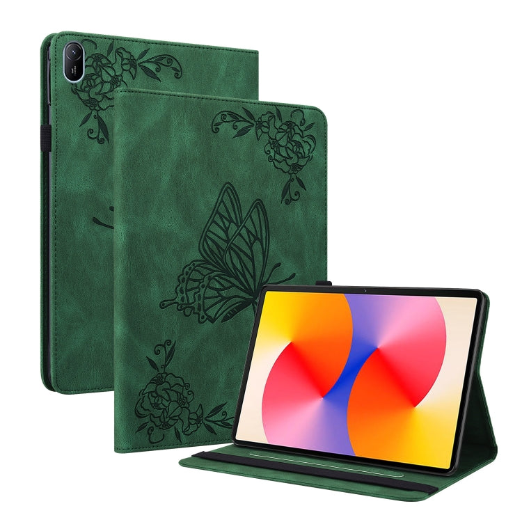 For Huawei MatePad SE 11 2024 Butterfly Flower Embossed Leather Tablet Case(Green) - Huawei by PMC Jewellery | Online Shopping South Africa | PMC Jewellery | Buy Now Pay Later Mobicred