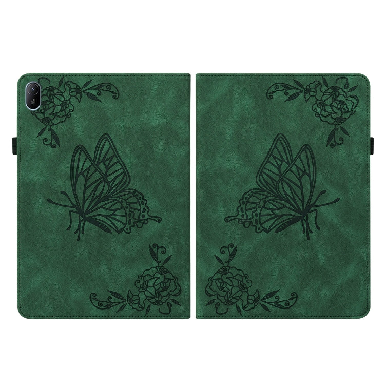 For Huawei MatePad SE 11 2024 Butterfly Flower Embossed Leather Tablet Case(Green) - Huawei by PMC Jewellery | Online Shopping South Africa | PMC Jewellery | Buy Now Pay Later Mobicred