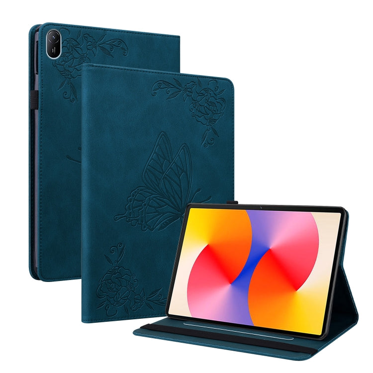 For Huawei MatePad SE 11 2024 Butterfly Flower Embossed Leather Tablet Case(Blue) - Huawei by PMC Jewellery | Online Shopping South Africa | PMC Jewellery | Buy Now Pay Later Mobicred