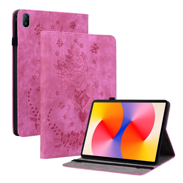 For Huawei MatePad SE 11 2024 Butterfly Rose Embossed Leather Tablet Case(Rose Red) - Huawei by PMC Jewellery | Online Shopping South Africa | PMC Jewellery | Buy Now Pay Later Mobicred