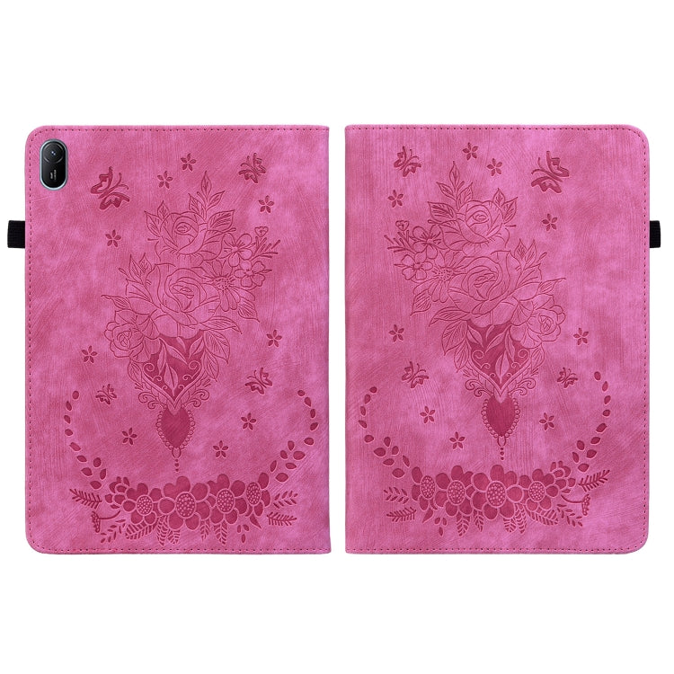 For Huawei MatePad SE 11 2024 Butterfly Rose Embossed Leather Tablet Case(Rose Red) - Huawei by PMC Jewellery | Online Shopping South Africa | PMC Jewellery | Buy Now Pay Later Mobicred