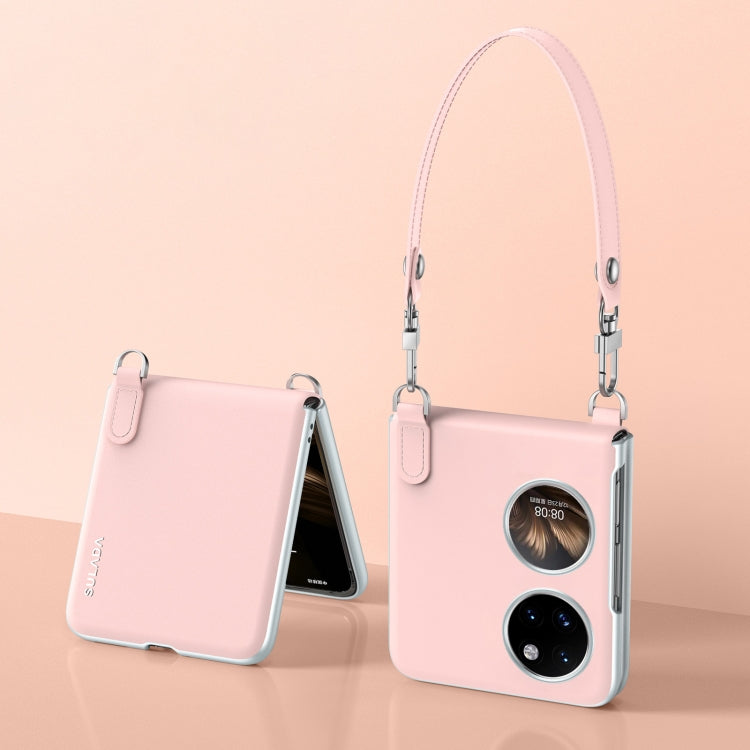 For Huawei P50 Pocket / Pocket S SULADA Skin Feel Liquid Leather Phone Case with Strap(Pink) - free shipping - PMC TechLife - Order now!