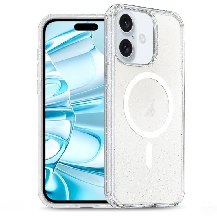 For iPhone 16 Glitter Powder TPU Hybrid PC MagSafe Phone Case(Translucent) - iPhone 16 Cases by PMC TechLife | Online Shopping South Africa | PMC TechLife | Buy Now Pay Later Mobicred