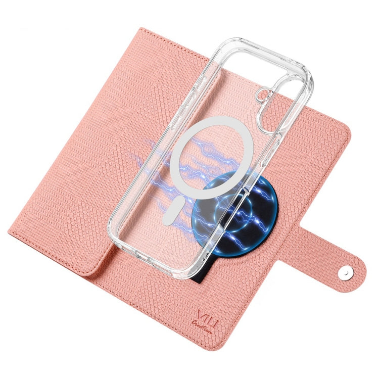 For iPhone 16 ViLi GHA-C Series RFID MagSafe Magnetic Flip Leather Phone Case(Pink) - free shipping - PMC TechLife - Order now!