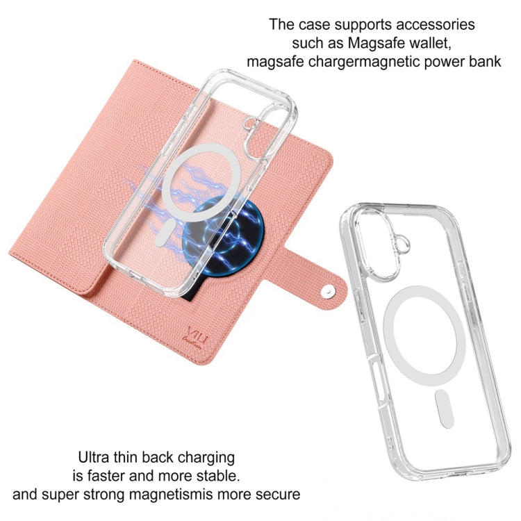 For iPhone 16 Plus ViLi GHA-C Series RFID MagSafe Magnetic Flip Leather Phone Case(Pink) - iPhone 16 Plus Cases by ViLi | Online Shopping South Africa | PMC TechLife | Buy Now Pay Later Mobicred