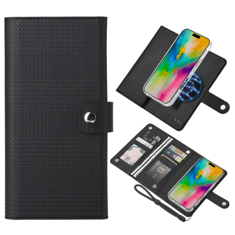 For iPhone 16 Plus ViLi GHA-C Series RFID MagSafe Magnetic Flip Leather Phone Case(Black) - free shipping - PMC TechLife - Order now!