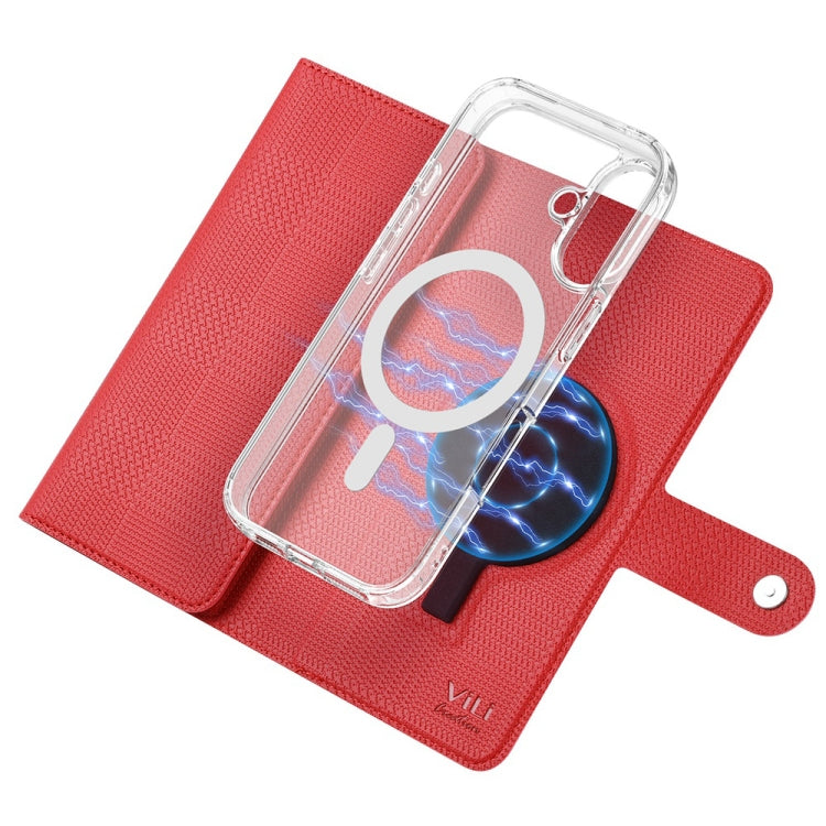 For iPhone 16 Plus ViLi GHA-C Series RFID MagSafe Magnetic Flip Leather Phone Case(Red) - iPhone 16 Plus Cases by ViLi | Online Shopping South Africa | PMC TechLife | Buy Now Pay Later Mobicred