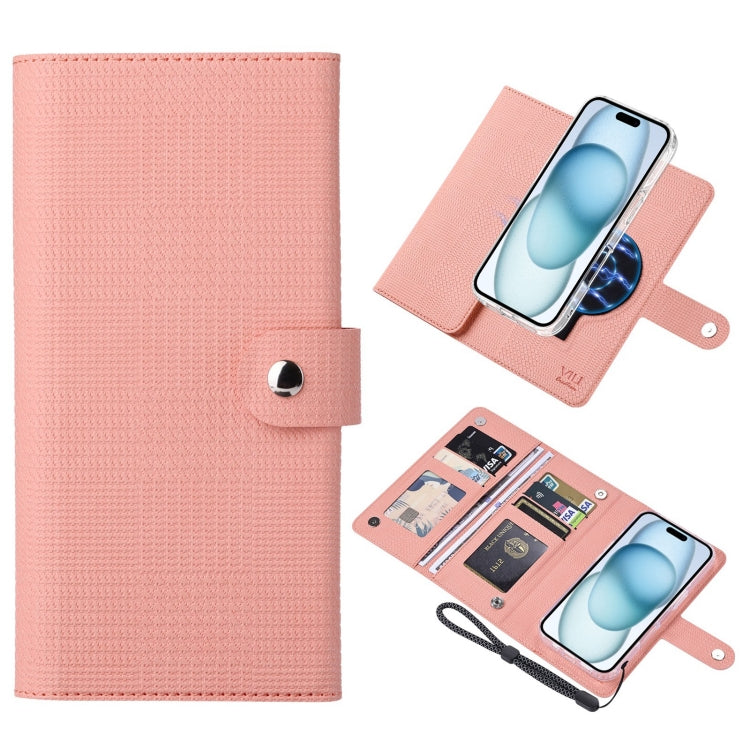 For iPhone 15 ViLi GHA-C Series RFID MagSafe Magnetic Flip Leather Phone Case(Pink) - free shipping - PMC Jewellery - Order now!