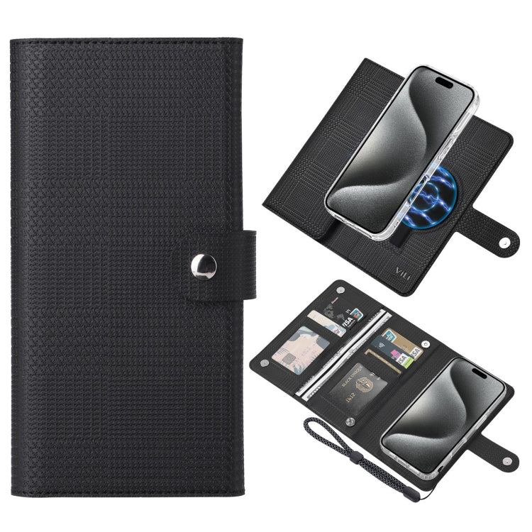 For iPhone 15 Pro Max ViLi GHA-C Series RFID MagSafe Magnetic Flip Leather Phone Case(Black) - free shipping - PMC Jewellery - Order now!