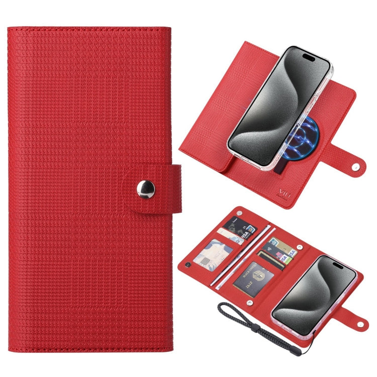 For iPhone 15 Pro Max ViLi GHA-C Series RFID MagSafe Magnetic Flip Leather Phone Case(Red) - free shipping - PMC Jewellery - Order now!