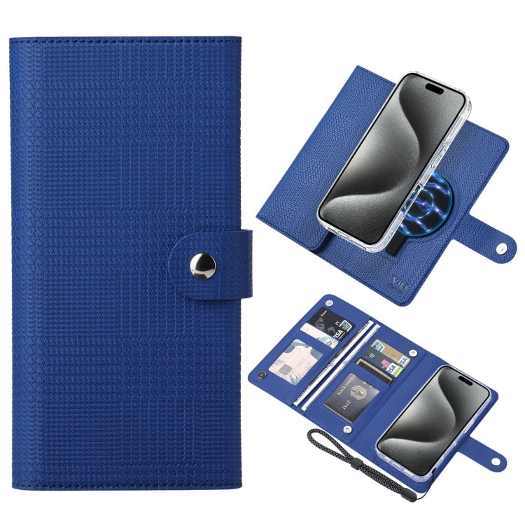 For iPhone 15 Pro Max ViLi GHA-C Series RFID MagSafe Magnetic Flip Leather Phone Case(Blue) - free shipping - PMC Jewellery - Order now!