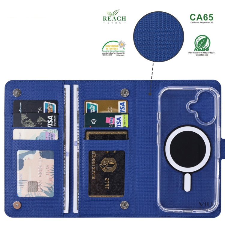 For iPhone 13 Pro Max ViLi GHA-C Series RFID MagSafe Magnetic Flip Leather Phone Case(Blue) - free shipping - PMC Jewellery - Order now!