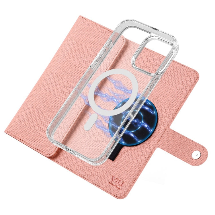 For iPhone 16 ViLi GHB-C Series RFID MagSafe Magnetic Flip Leather Phone Case(Pink) - iPhone 16 Cases by ViLi | Online Shopping South Africa | PMC TechLife | Buy Now Pay Later Mobicred