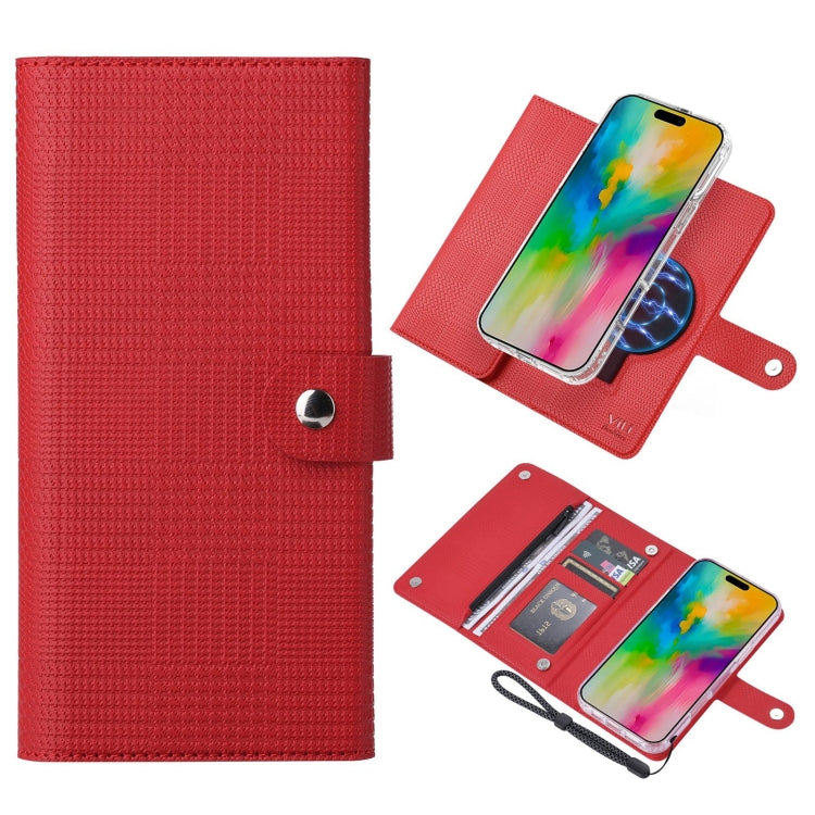 For iPhone 16 Plus ViLi GHB-C Series RFID MagSafe Magnetic Flip Leather Phone Case(Red) - iPhone 16 Plus Cases by ViLi | Online Shopping South Africa | PMC TechLife | Buy Now Pay Later Mobicred