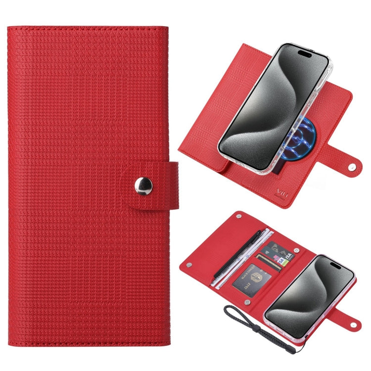 For iPhone 15 Pro ViLi GHB-C Series RFID MagSafe Magnetic Flip Leather Phone Case(Red) - free shipping - PMC Jewellery - Order now!