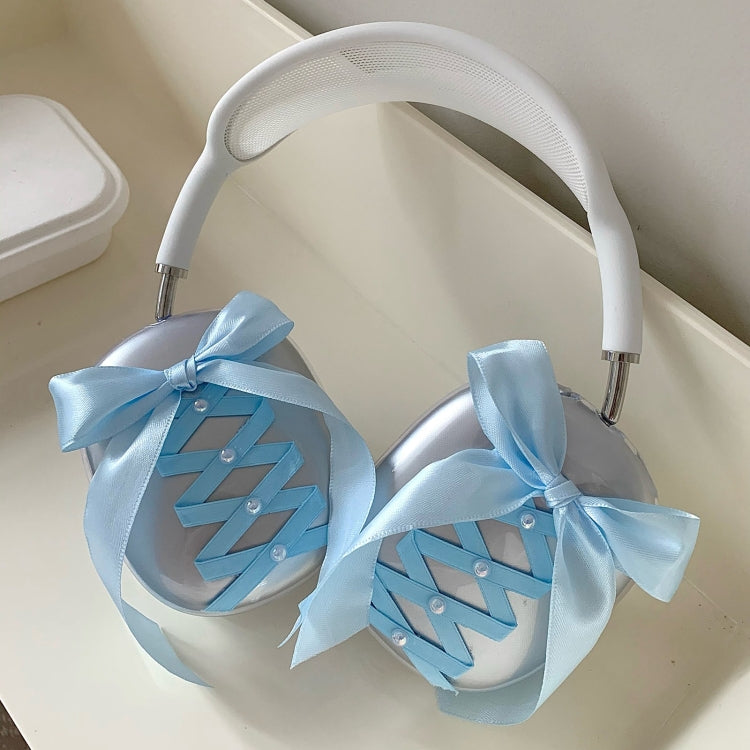 For Apple AirPods Max Headphones Ribbon Transparent Protective Case(Blue) - For AirPods Max by PMC Jewellery | Online Shopping South Africa | PMC Jewellery | Buy Now Pay Later Mobicred