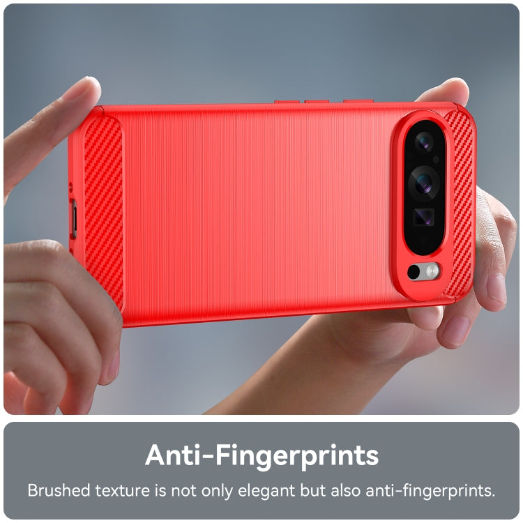 For Google Pixel 9 Pro XL Brushed Texture Carbon Fiber TPU Phone Case(Red) - Google Cases by PMC TechLife | Online Shopping South Africa | PMC TechLife | Buy Now Pay Later Mobicred