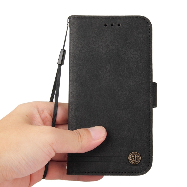 For Samsung Galaxy S25 5G Skin Feel Life Tree Metal Button Leather Phone Case(Black) - Galaxy S25 5G Cases by PMC Jewellery | Online Shopping South Africa | PMC Jewellery | Buy Now Pay Later Mobicred