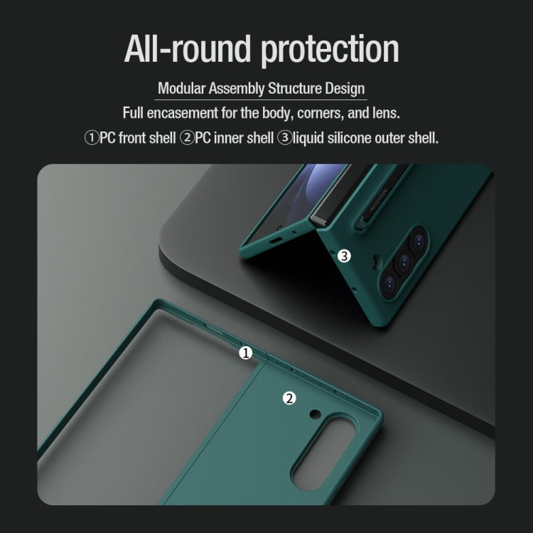 For Samsung Galaxy Z Fold6 5G NILLKIN Flex Pure PC + Liquid Silicone Phone Case with S Pen(Green) - free shipping - PMC Jewellery - Order now!