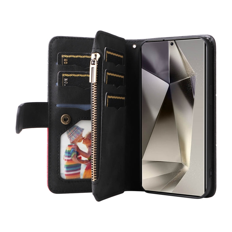 For Samsung Galaxy S25 Ultra 5G Dual-color 9 Card Slots Zipper Wallet Leather Phone Case(Black) - Galaxy S25 Ultra 5G Cases by PMC Jewellery | Online Shopping South Africa | PMC Jewellery | Buy Now Pay Later Mobicred