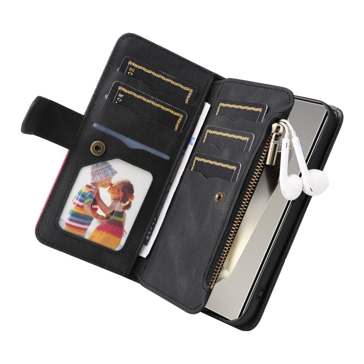 For Samsung Galaxy S25 Ultra 5G Dual-color 9 Card Slots Zipper Wallet Leather Phone Case(Black) - Galaxy S25 Ultra 5G Cases by PMC Jewellery | Online Shopping South Africa | PMC Jewellery | Buy Now Pay Later Mobicred