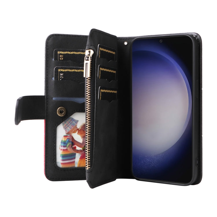 For Samsung Galaxy S25 / S24 5G Dual-color 9 Card Slots Zipper Wallet Leather Phone Case(Black) - Galaxy S25 5G Cases by PMC Jewellery | Online Shopping South Africa | PMC Jewellery | Buy Now Pay Later Mobicred