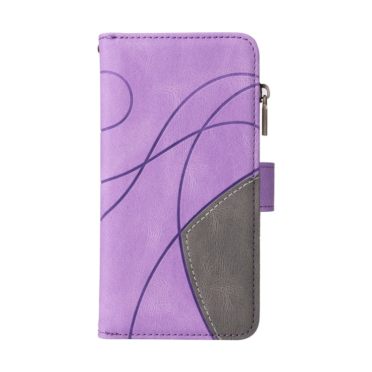 For Samsung Galaxy S25+ / S24+ 5G Dual-color 9 Card Slots Zipper Wallet Leather Phone Case(Purple) - Galaxy S25+ 5G Cases by PMC Jewellery | Online Shopping South Africa | PMC Jewellery | Buy Now Pay Later Mobicred