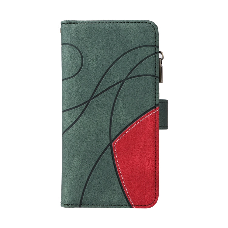 For Samsung Galaxy S25+ / S24+ 5G Dual-color 9 Card Slots Zipper Wallet Leather Phone Case(Green) - Galaxy S25+ 5G Cases by PMC Jewellery | Online Shopping South Africa | PMC Jewellery | Buy Now Pay Later Mobicred