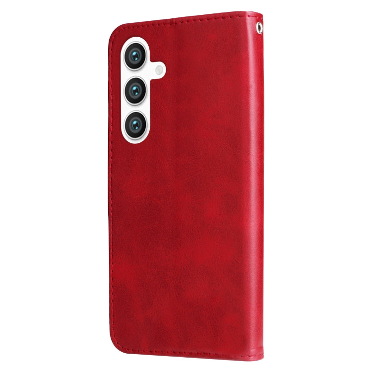 For Samsung Galaxy S25 5G Fashion Calf Texture Zipper Leather Phone Case(Red) - Galaxy S25 5G Cases by PMC Jewellery | Online Shopping South Africa | PMC Jewellery | Buy Now Pay Later Mobicred