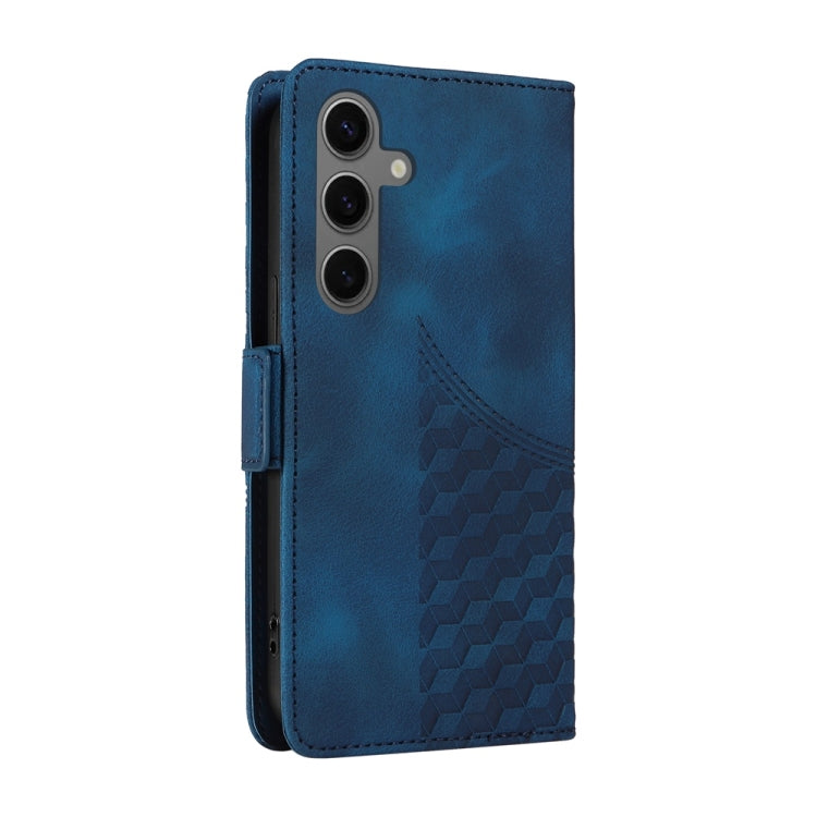 For Samsung Galaxy S25 5G Embossed Rhombus Starry Leather Phone Case(Blue) - Galaxy S25 5G Cases by PMC TechLife | Online Shopping South Africa | PMC TechLife | Buy Now Pay Later Mobicred