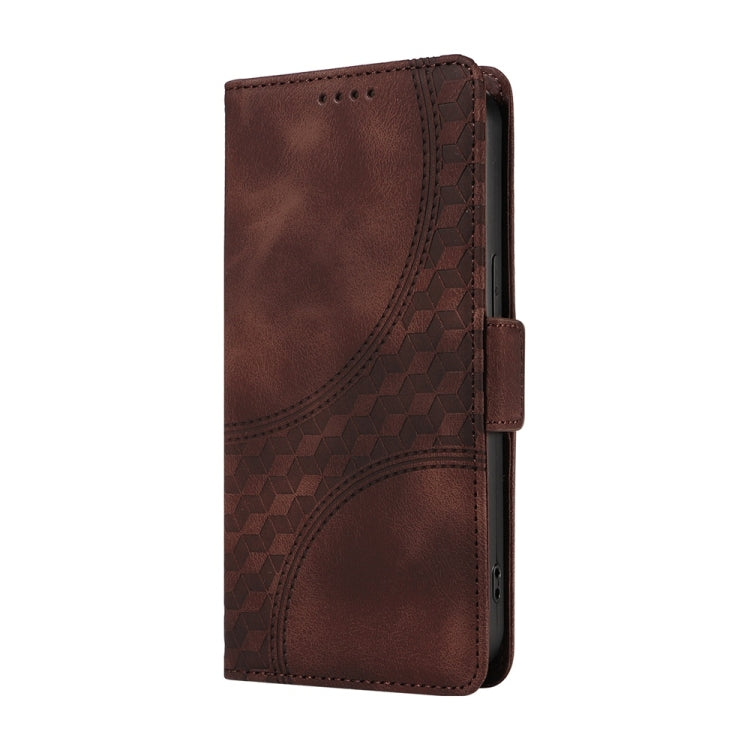 For Samsung Galaxy S25 5G Embossed Rhombus Starry Leather Phone Case(Brown) - Galaxy S25 5G Cases by PMC TechLife | Online Shopping South Africa | PMC TechLife | Buy Now Pay Later Mobicred