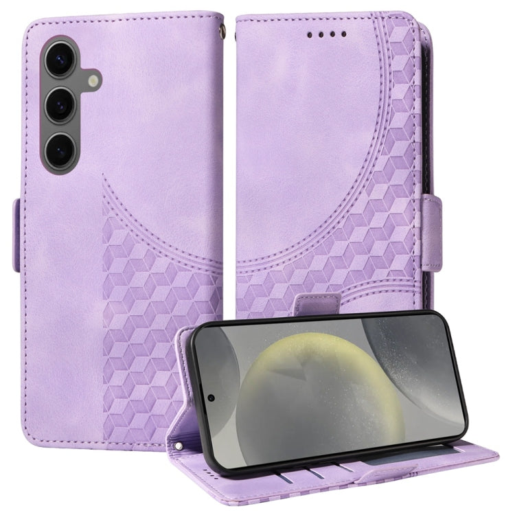 For Samsung Galaxy S25 5G Embossed Rhombus Starry Leather Phone Case(Purple) - Galaxy S25 5G Cases by PMC TechLife | Online Shopping South Africa | PMC TechLife | Buy Now Pay Later Mobicred